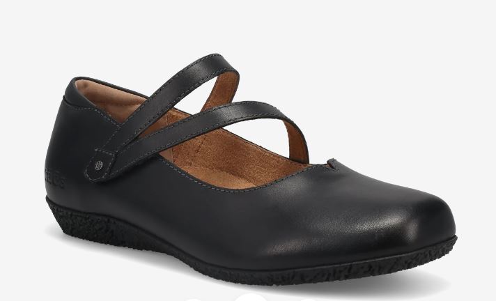 Taos Black Banter Women's V-Strap Leather Flats BNR-14209