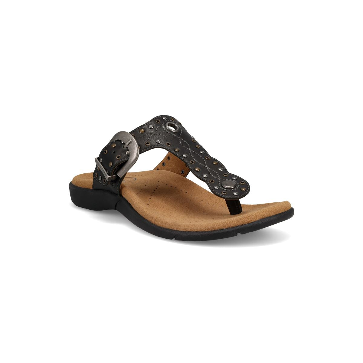 Taos Black Flash T-Strap Women's Toe Post Sandals FLS-14217-BLK