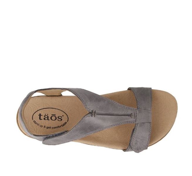Taos Steel The Show Womens Leather T-Strap Sandals TSH-14039-STL