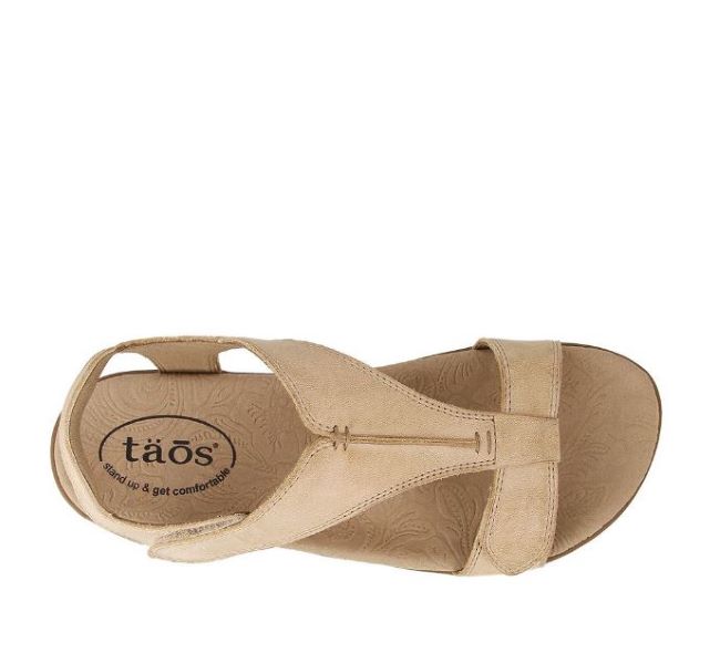 Taos Stone The Show Womens Leather T-Strap Sandals TSH-14039-STN