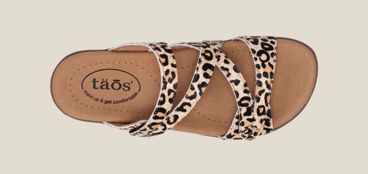 Taos Tan Leopard Print Double U Womens Sandals DBE-13930-TLEP