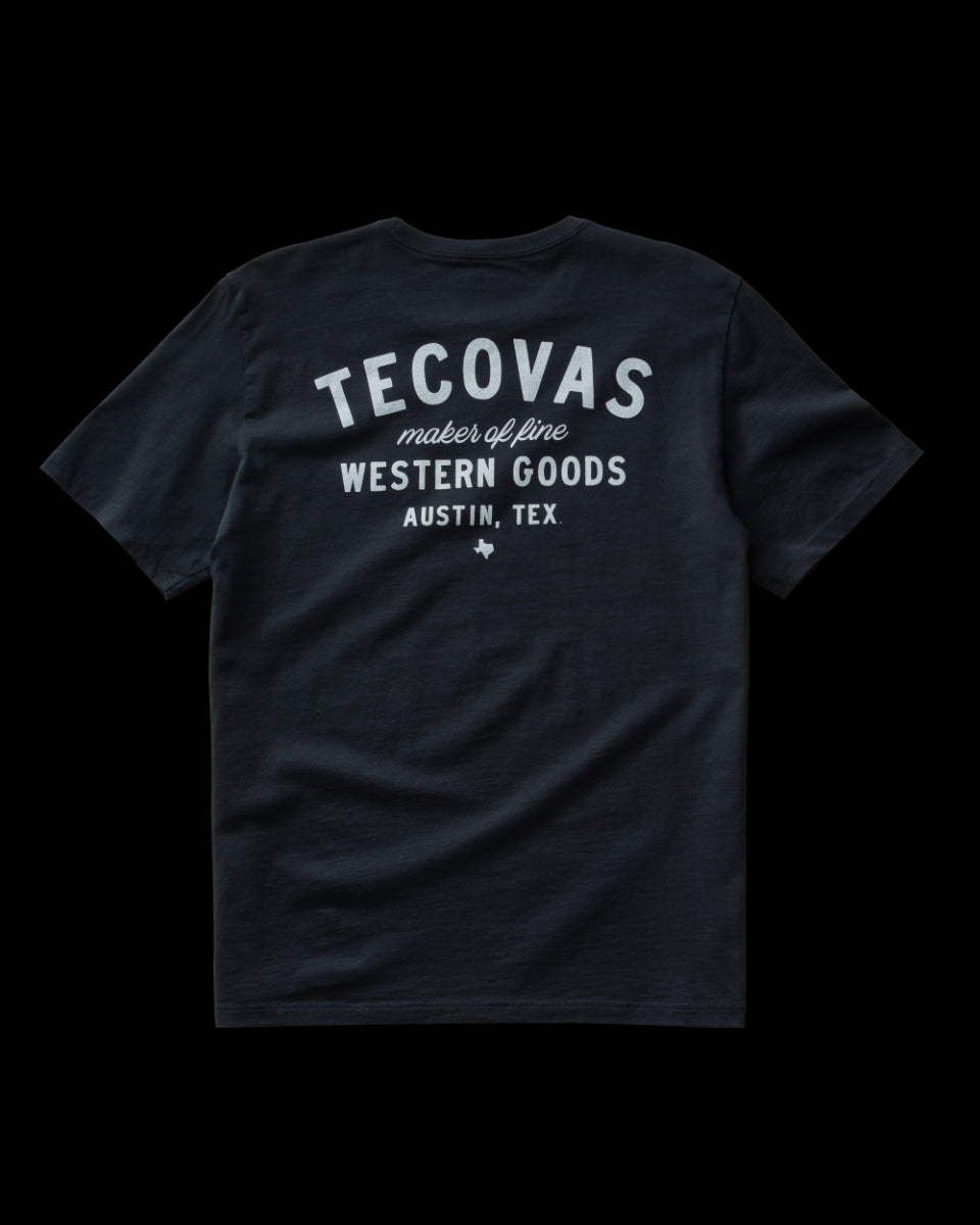 Tecovas Black/Black Fine Makers Pima Cotton Men's Short Sleeve Pocket Tee Shirts FINEMAKERST-BLK