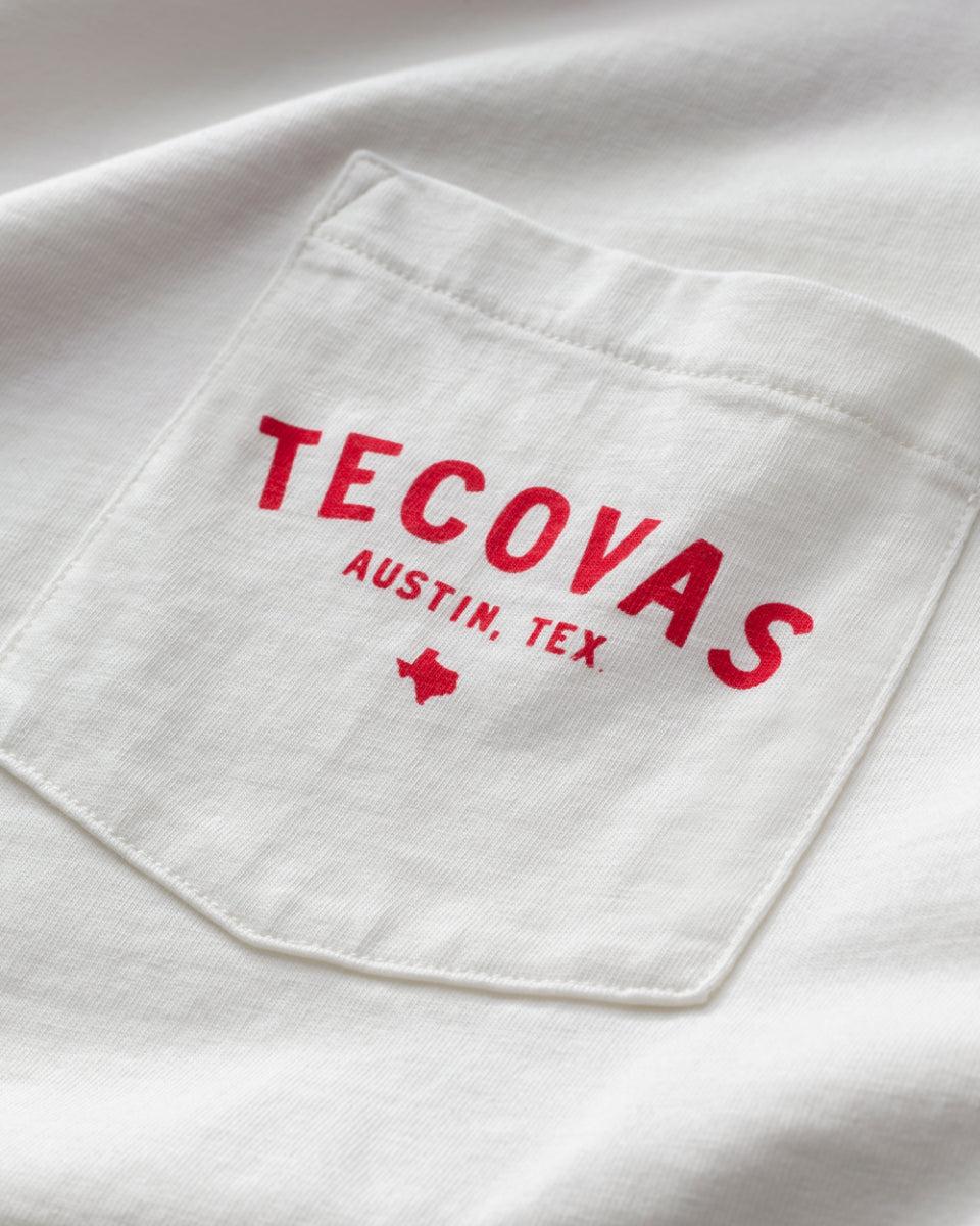 Tecovas Bone/Red Fine Makers Men's Short Sleeve Logo Pocket Tee FINEMAKERS-WHT