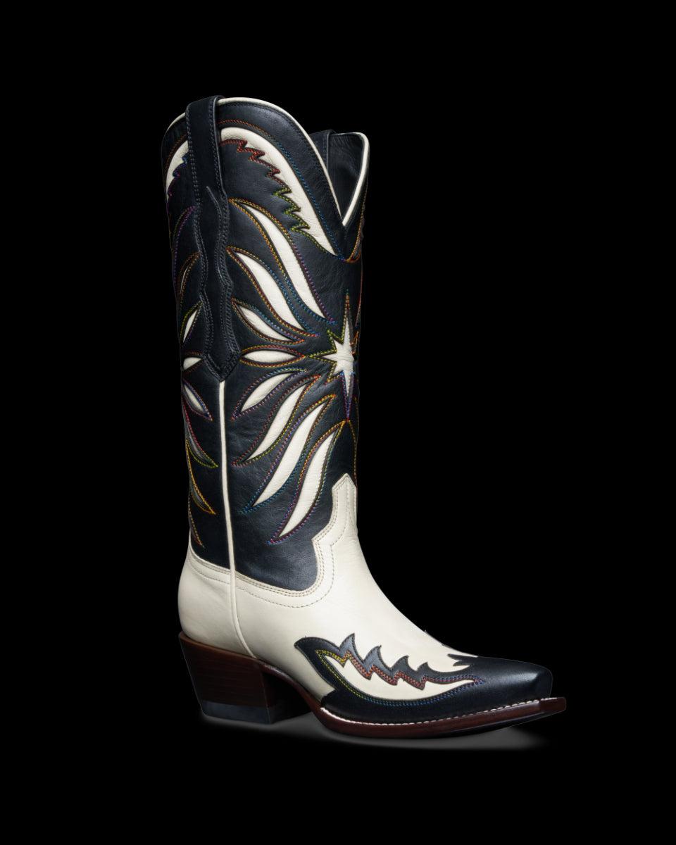 Tecovas Midnight/White Antique The Annie Star Women's 14 Inch Snip Toe Cowgirl Boots ANNIE STAR