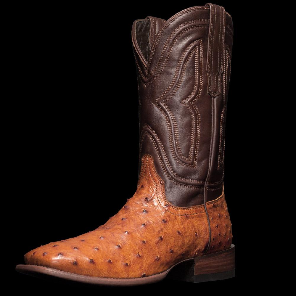 Tecovas Pecan The Emmitt Ostrich Men's Broad Square Toe Western Boots