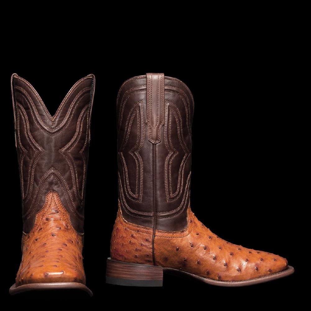 Tecovas Pecan The Emmitt Ostrich Men's Broad Square Toe Western Boots