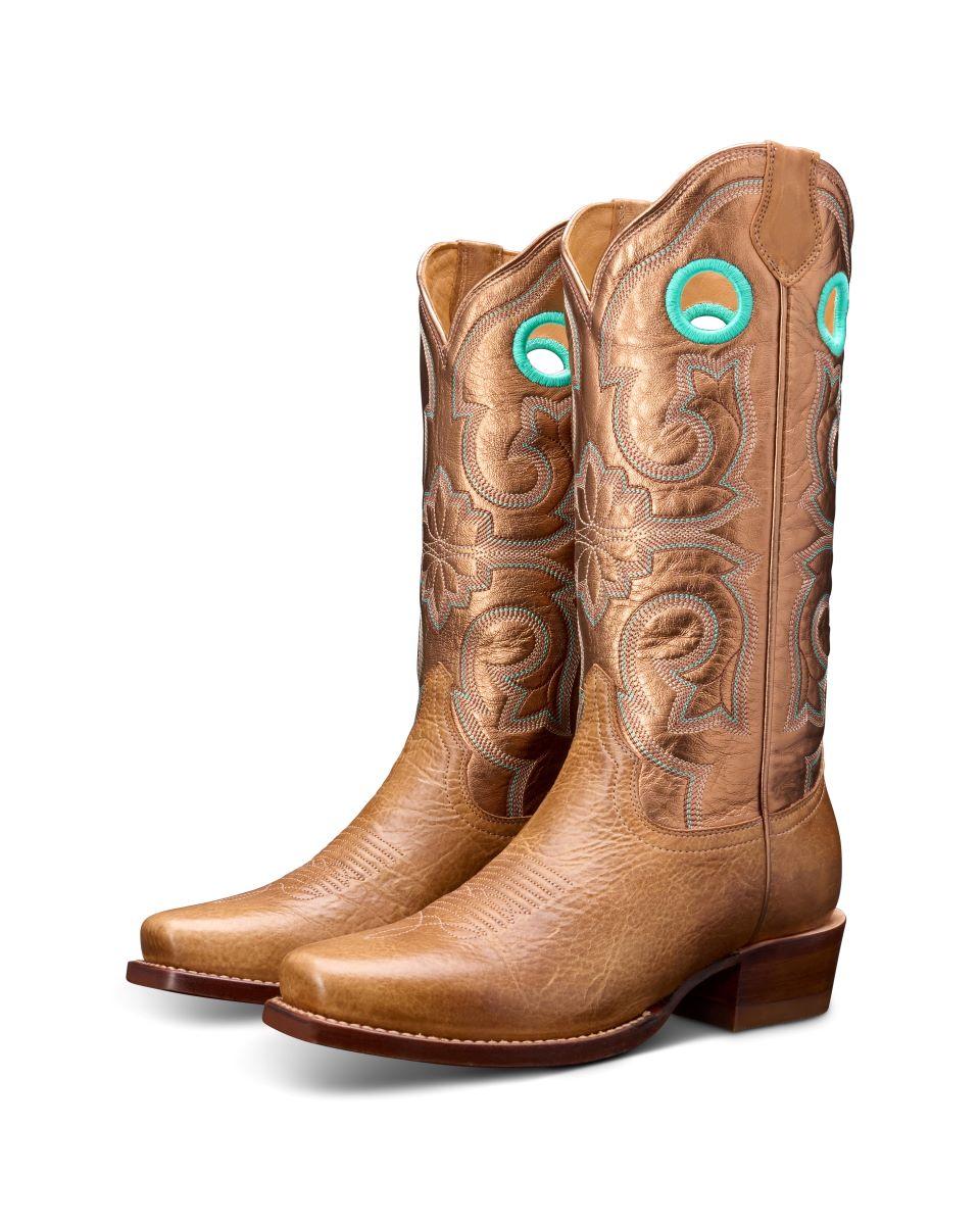Tecovas Tan/Copper The Marion Women's Bison 13 Inch Cutter Toe Horseman Boots MARION-TAN