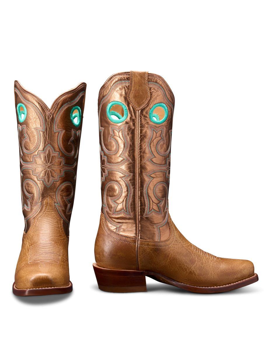 Tecovas Tan/Copper The Marion Women's Bison 13 inch Cutter Toe Horseman Boots MARION-TAN