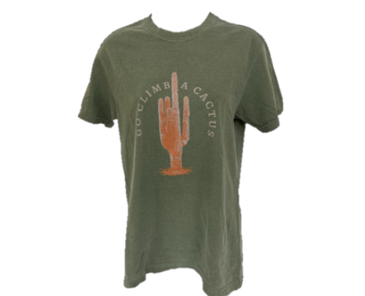 The Coyote Cowgirl Moss Green Go Climb a Cactus Women's Tee Shirt GCAT-MOSS
