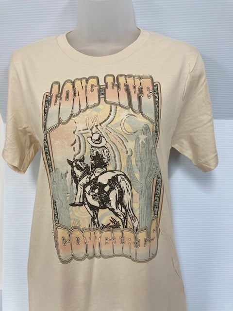 The Lattimore Claim Cream Long Live Cowgirls Women's Tee Shirt LLCT-CREAM