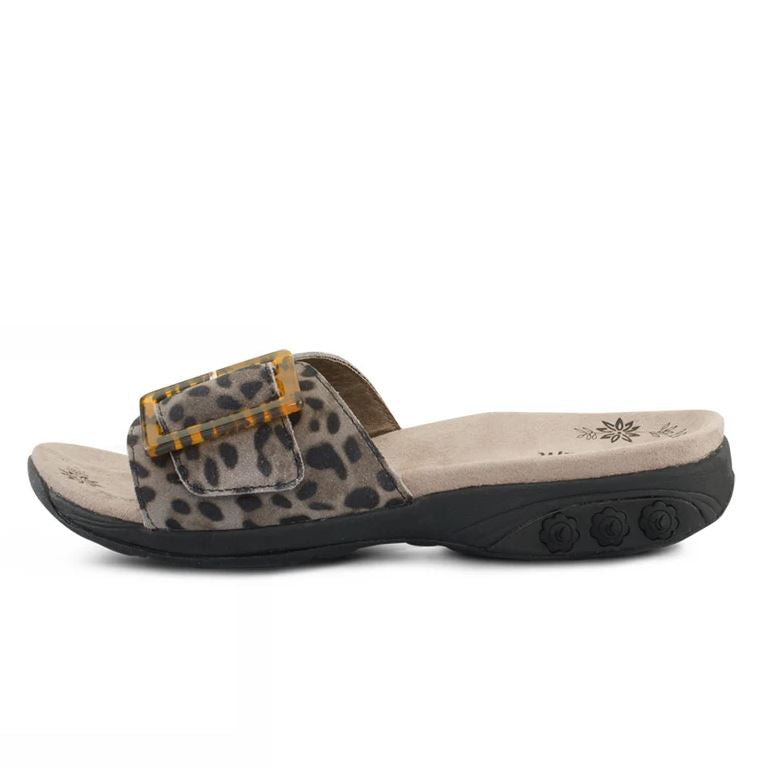 Therafit Leopard Mila Women's Suede Adjustable Buckle Slide Sandals F10710C