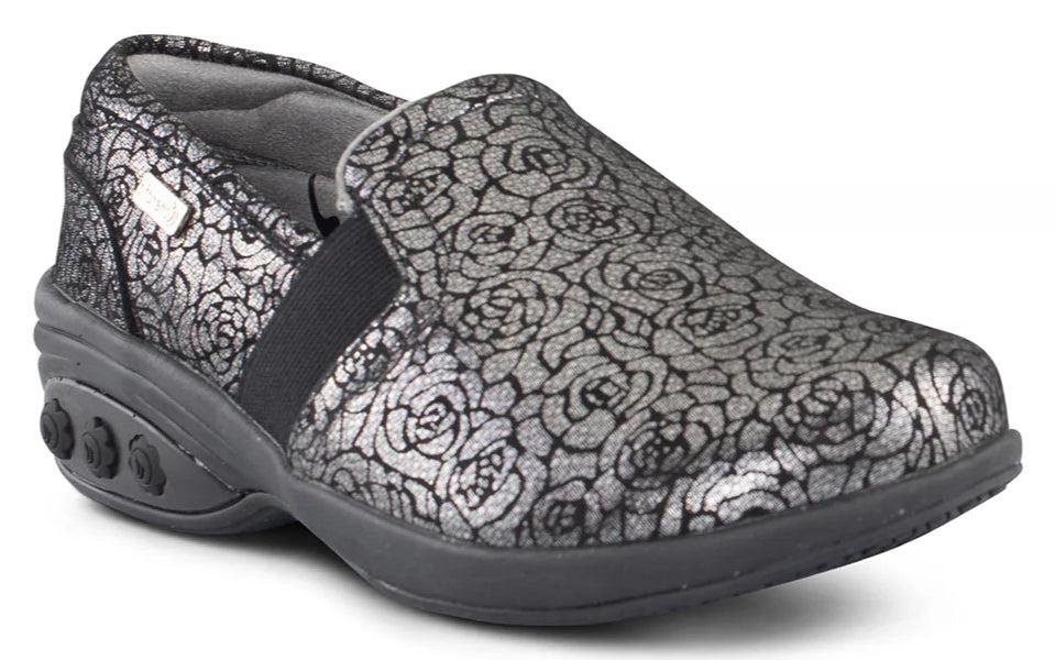 Therafit Pewter Annie Limited Edition Women's Slip Resistant Leather Slip On Shoes HC60922Q