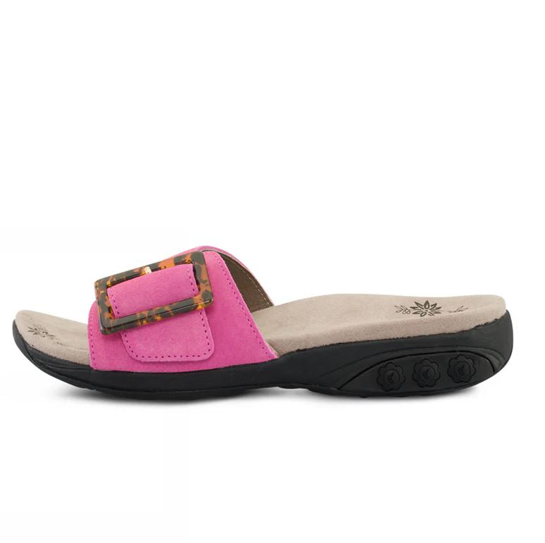 Therafit Pink Mila Women's Suede Adjustable Buckle Slide Sandals F10710B