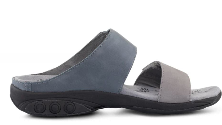 Therafit Slate Blue Grey Mandy Women's Color Block Leather Sandals F10703D