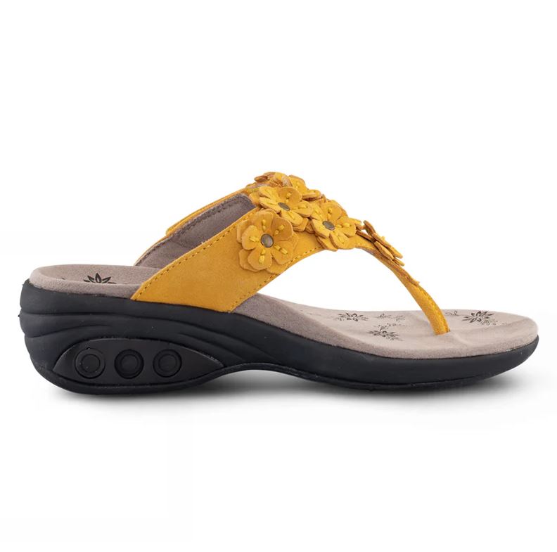 Therafit Yellow Flora Women's Adjustable Leather Sandals H46073F