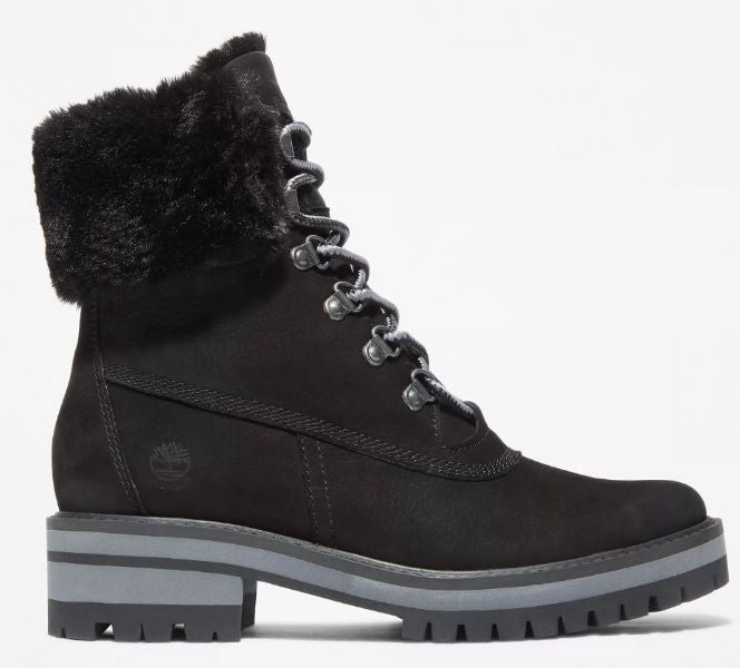 Timberland Black Nubuck Courmayeur Valley 6 Inch Waterproof Faux Fur Women's Boots TB0A2JQD001