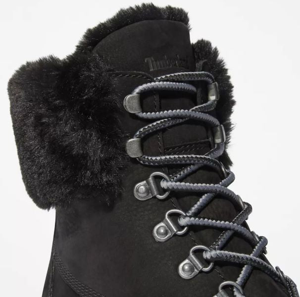 Timberland Black Nubuck Courmayeur Valley 6 Inch Waterproof Faux Fur Women's Boots TB0A2JQD001