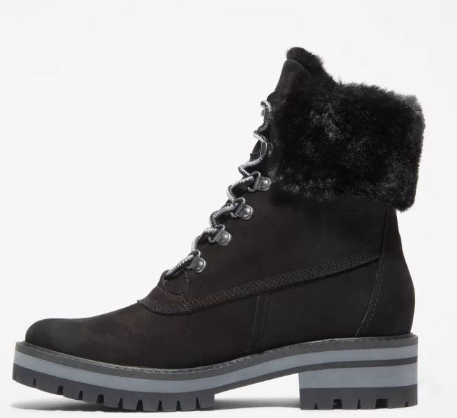 Timberland Black Nubuck Courmayeur Valley 6 Inch Waterproof Faux Fur Women's Boots TB0A2JQD001
