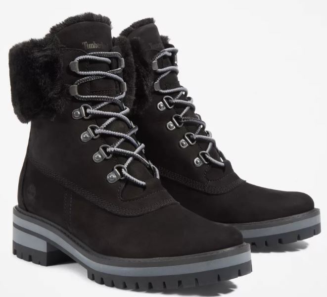Timberland Black Nubuck Courmayeur Valley 6 inch Waterproof Faux Fur Women's Boots TB0A2JQD001