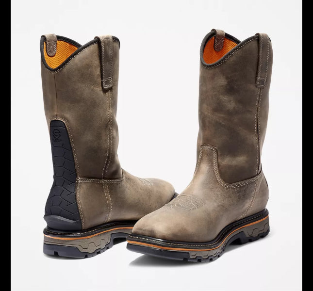 Timberland Brown Full Grain Leather True Grit Mens Soft Toe Pull On Waterproof Work Boots A24AJ