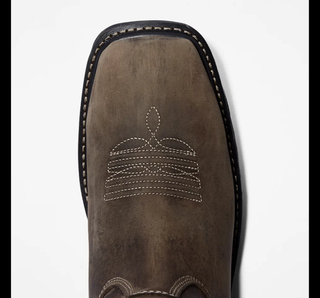 Timberland Brown Full Grain Leather True Grit Mens Soft Toe Pull On Waterproof Work Boots A24AJ