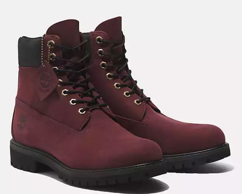 Timberland Burgundy Nubuck Mens Premium 6 Inch Waterproof Boots TB0A5VB5C60