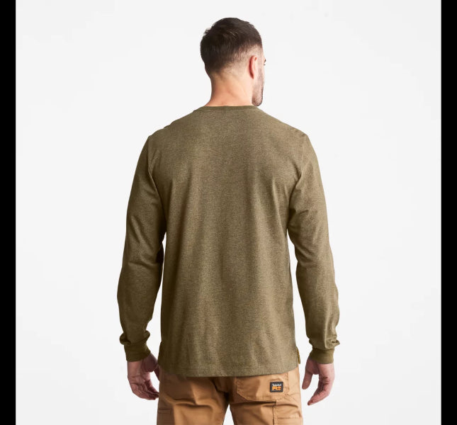 Timberland Burnt Olive Heather Pro Base Plate Longsleeve Wicking Men's T-Shirt TB0A1HRV369