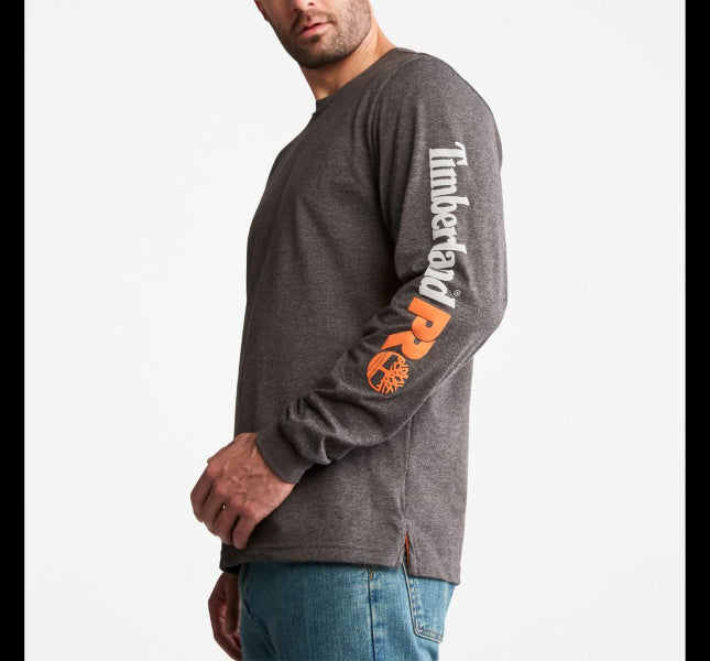 Timberland Dark Charcoal Heather Timberland Pro Base Plate Long Sleeve Wicking T-Shirt TB0A1HRV013