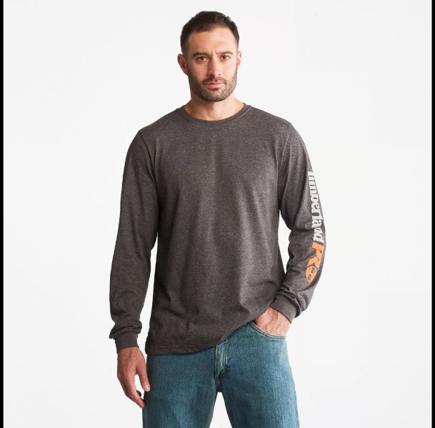 Timberland Dark Charcoal Heather Timberland Pro Base Plate Long Sleeve Wicking T-Shirt TB0A1HRV013