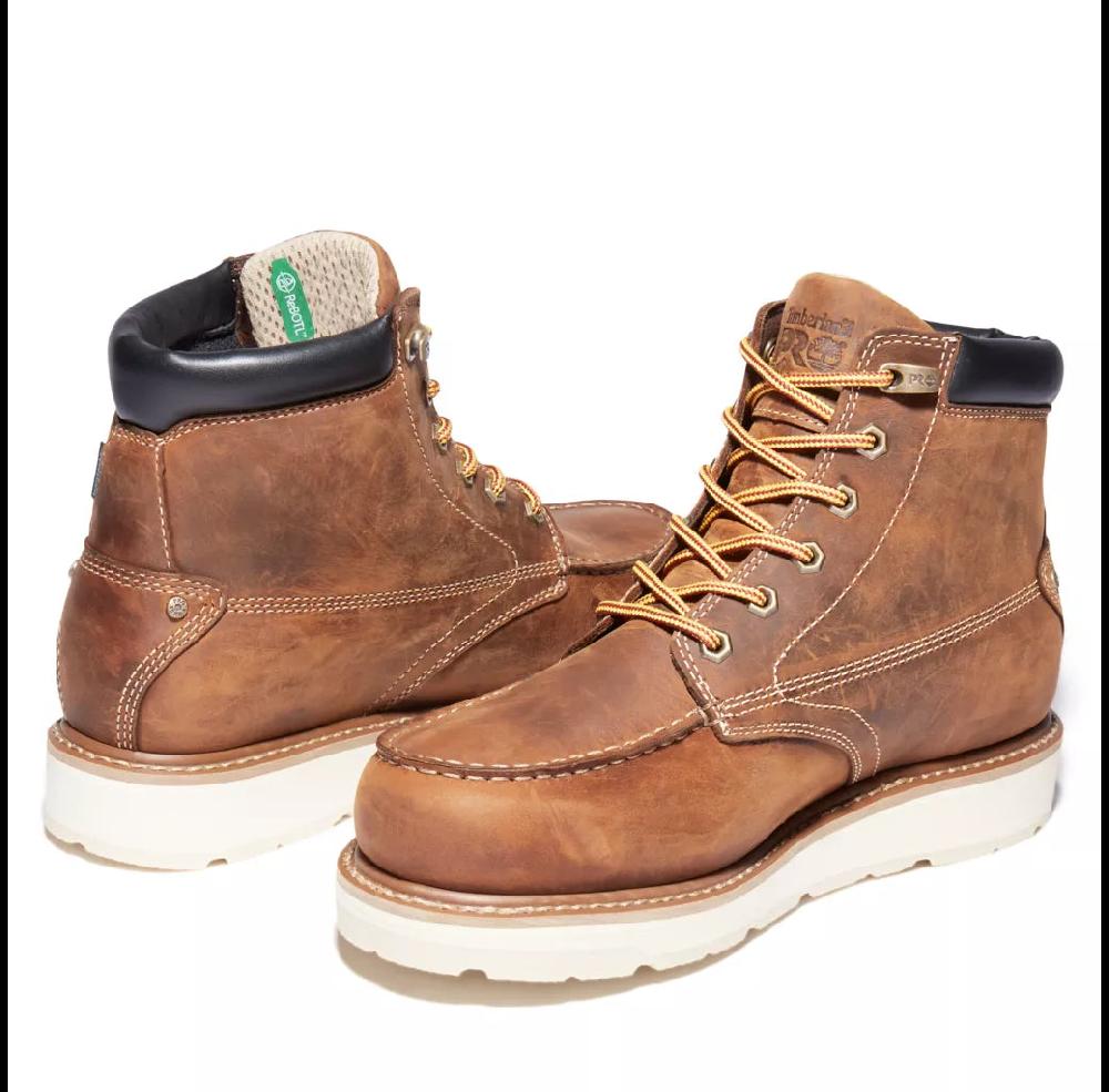 Timberland Golden Brown Full-Grain Timberland Pro Gridworks 6 Inch Waterproof Alloy Toe Work Boots A29V1