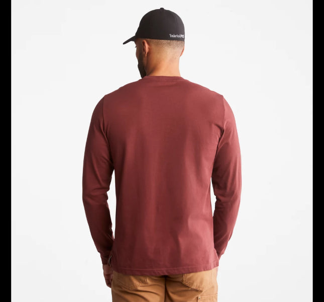 Timberland Maroon Pro Base Plate Men's Long-Sleeve Wicking T-Shirt TB0A1HRV644