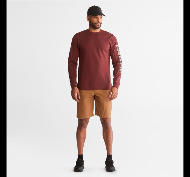 Timberland Maroon Pro Base Plate Men's Long-Sleeve Wicking T-Shirt TB0A1HRV644