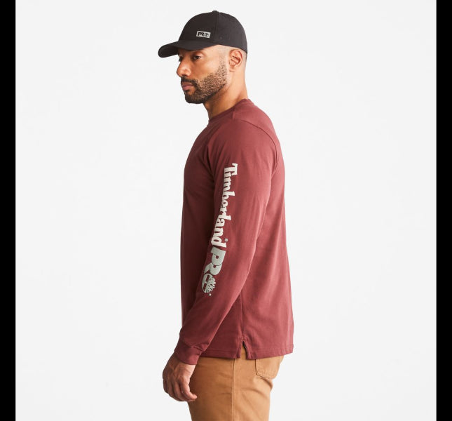 Timberland Maroon Pro Base Plate Men's Long-Sleeve Wicking T-Shirt TB0A1HRV644