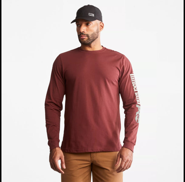 Timberland Maroon Pro Base Plate Men's Long-Sleeve Wicking T-Shirt TB0A1HRV644