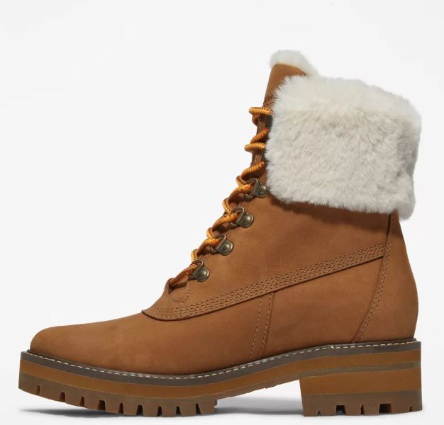 Timberland Medium Brown Nubuck Courmayeur Valley 6 Inch Waterproof Faux Fur Boots TB0A2JXAX17