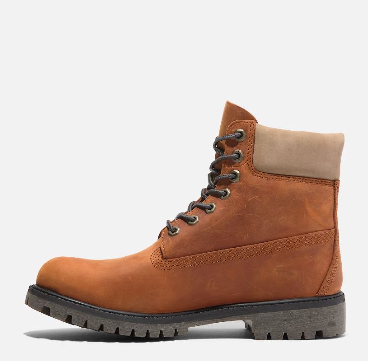 Timberland Medium Orange Full Grain Premium 6 Inch Men's Lace Up WP Boots TB0A2P6WEJD