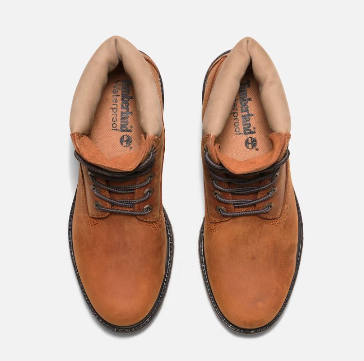 Timberland Medium Orange Full Grain Premium 6 Inch Men's Lace Up WP Boots TB0A2P6WEJD