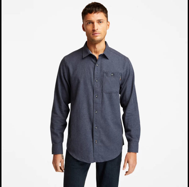 Timberland Navy Heather Timberland Pro Woodfort Midwight Flannel Work Shirt TB0A1V49440