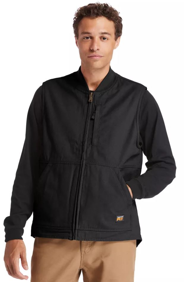 Timberland Pro Black Gritman Lined Canvas Mens Vest TB0A1VBF015
