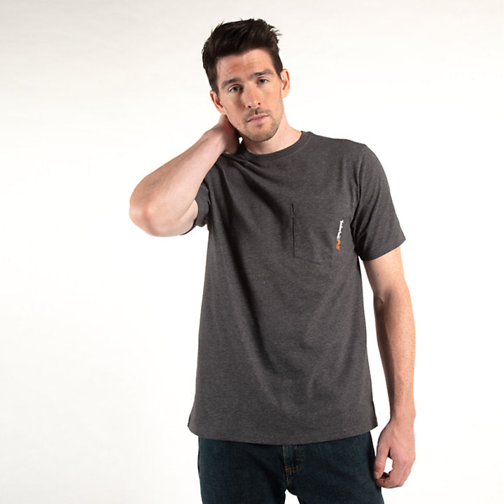 Timberland Pro Dark Charcoal Heather Grey Short Sleeve Base Plate Wicking T-Shirt TB0A1HNS013