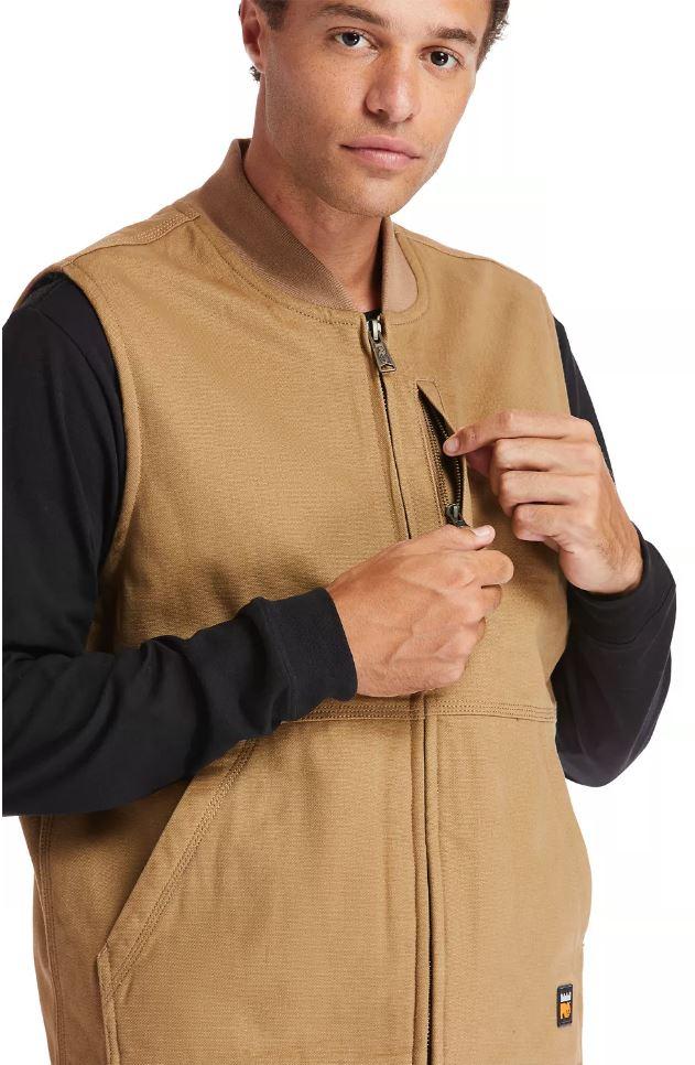 Timberland Pro Dark Wheat Gritman Lined Canvas Mens Vest TB0A1VBFD02