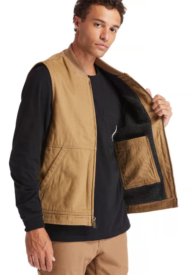 Timberland Pro Dark Wheat Gritman Lined Canvas Mens Vest TB0A1VBFD02