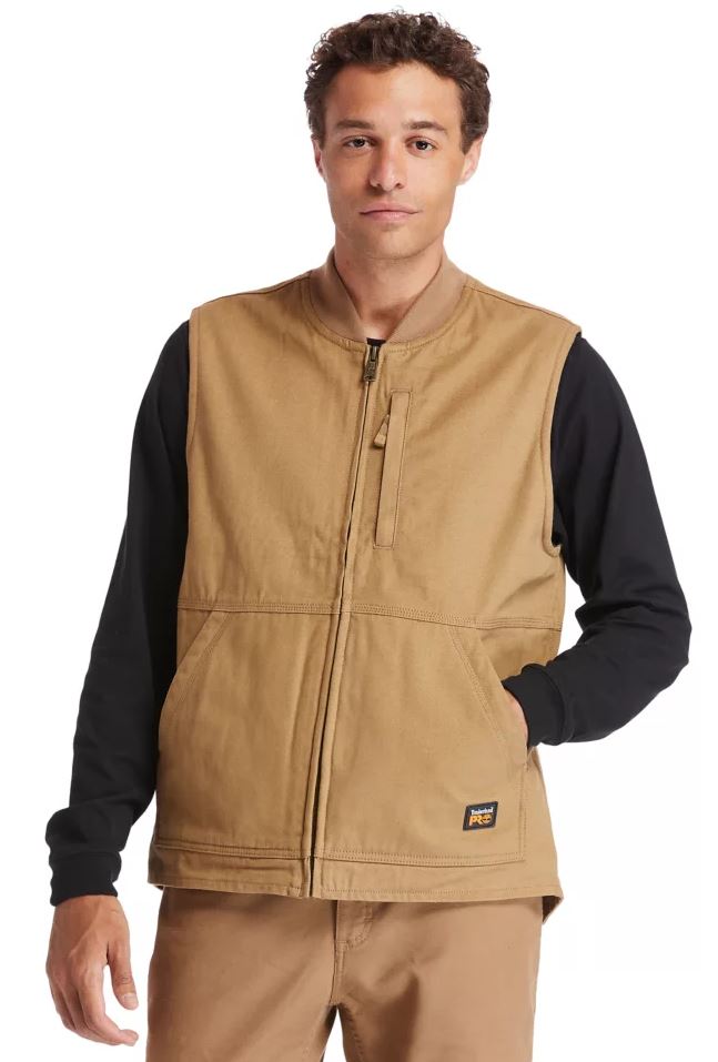 Timberland Pro Dark Wheat Gritman Lined Canvas Mens Vest TB0A1VBFD02