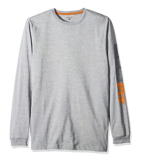 Timberland Pro Grey Blended Logo Base Long Sleeve T-Shirt TB0A1HRVC81