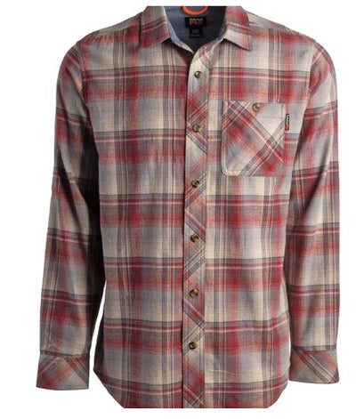 Timberland PRO Men's Maroon Plaid Mid-Weight Button-Up Flannel Long Sleeve Work Shirt TB0A1V49AG9