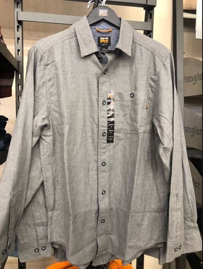 Timberland Pro Men's Solid Grey Flannel Button Down Long Sleeve Shirt TB0A1V49010