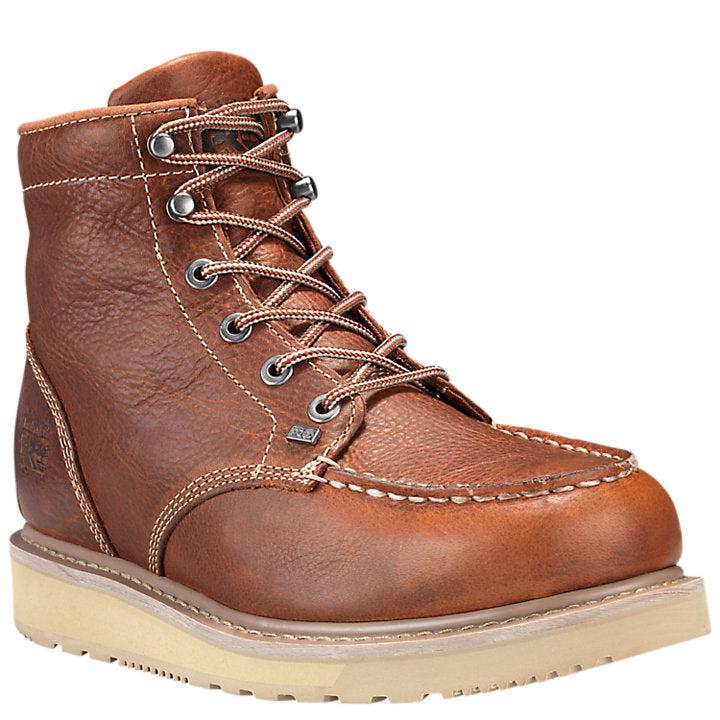 Timberland Rust Full-Grain Barstow Wedge Moc Soft Toe Mens Work Boots 89647