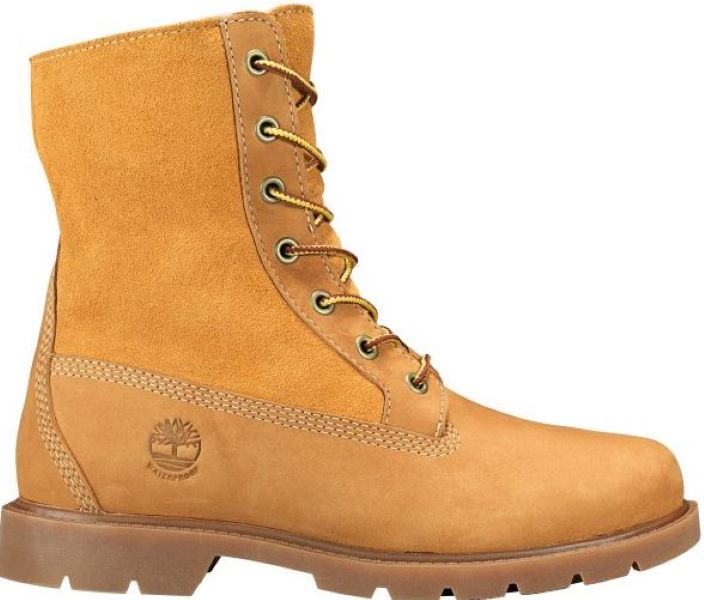 Timberland Wheat Nubuck Linden Woods Teddy Fleece Fold Down Womens WP Boots TB0A1KGC231