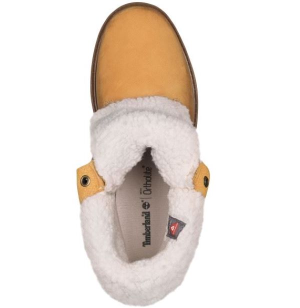 Timberland Wheat Nubuck Linden Woods Teddy Fleece Fold Down Womens WP Boots TB0A1KGC231