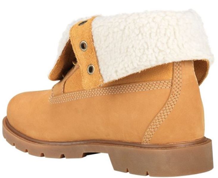 Timberland Wheat Nubuck Linden Woods Teddy Fleece Fold Down Womens WP Boots TB0A1KGC231